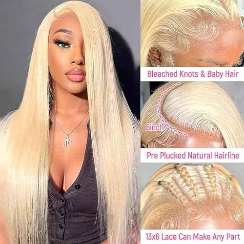 22 Inch 613 Lace Front Wigs Human Hair 180 Density Blonde Wig Human Hair 613 Straight Frontal Wigs Human Hair Pre Plucked For Women 13x6 Honey Blonde HD Lace Front Wig