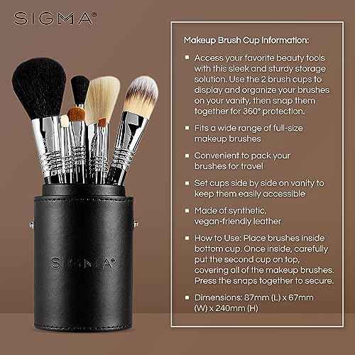 Sigma Beauty Makeup Brush Set ? 7-Piece Travel Makeup Brushes for Flawless Application of Foundation Makeup, Blending, Contour, Eyeshadow & Brow Makeup ? Compact & Stylish Carrying Case (8 pcs)