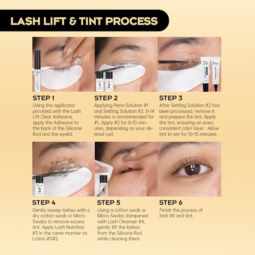 GOLLEE Lash Lift and Black Color Kit Brow Lamination Kit Black Eyelash & Eyebrow Set Eyelash Perm Kit With Detail Instruction and Complete Tools Easy For Beginner Achieve Salon-Quality at Home