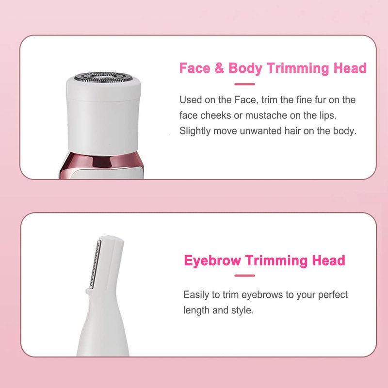 ANFOOS Electric Razor for Women,Hair Trimmer for Face Nose Eyebrow Beard Mustache Arm Leg Armpit Bikini,Painless Rechargeable Portable 4 in 1 Womens Body Shavers Set