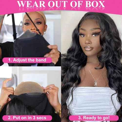bunGiol Glueless Wigs Human Hair Pre Plucked PreCut 26 Inch Wear and Go Wig 180 Density 5x5 Hd Lace Closure Wigs Human Hair Body Wave Hd Lace Front Wigs for Women Frontal Wigs