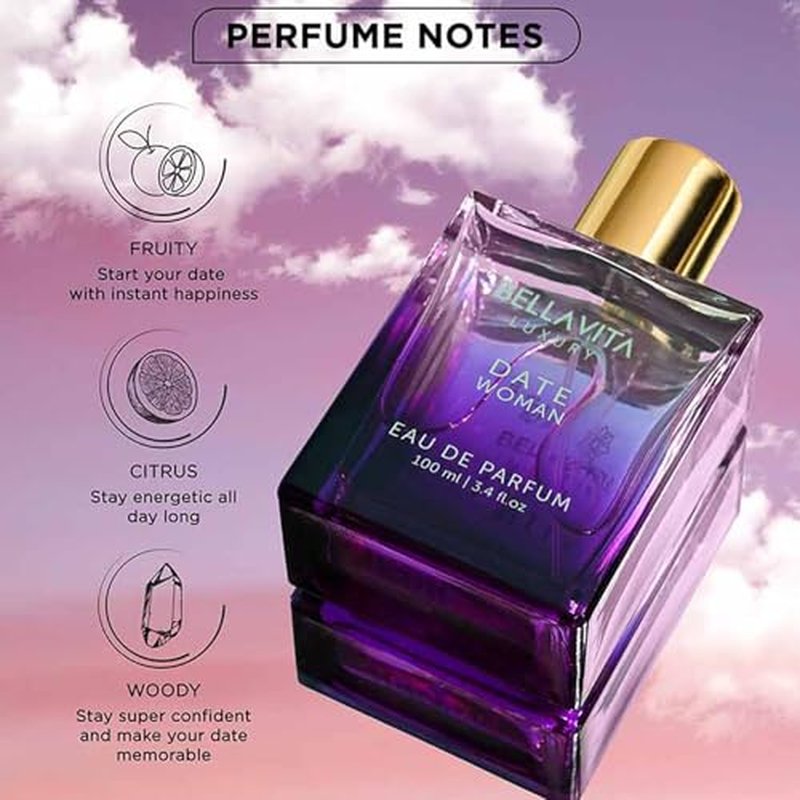 Bella Vita Luxury Women's Gift Set - Fruity & Spicy Perfume | Date Woman & GLAM | 2 x 100 ML