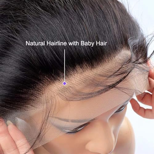 13x4 Ear To Ear Straight Lace Frontal Closure Transparent HD Human Hair With Baby Hair Knots 100% Virgin Remy Human Lace Frontal Closures 150% Density Natural Color (14 Inch,Straight frontal)
