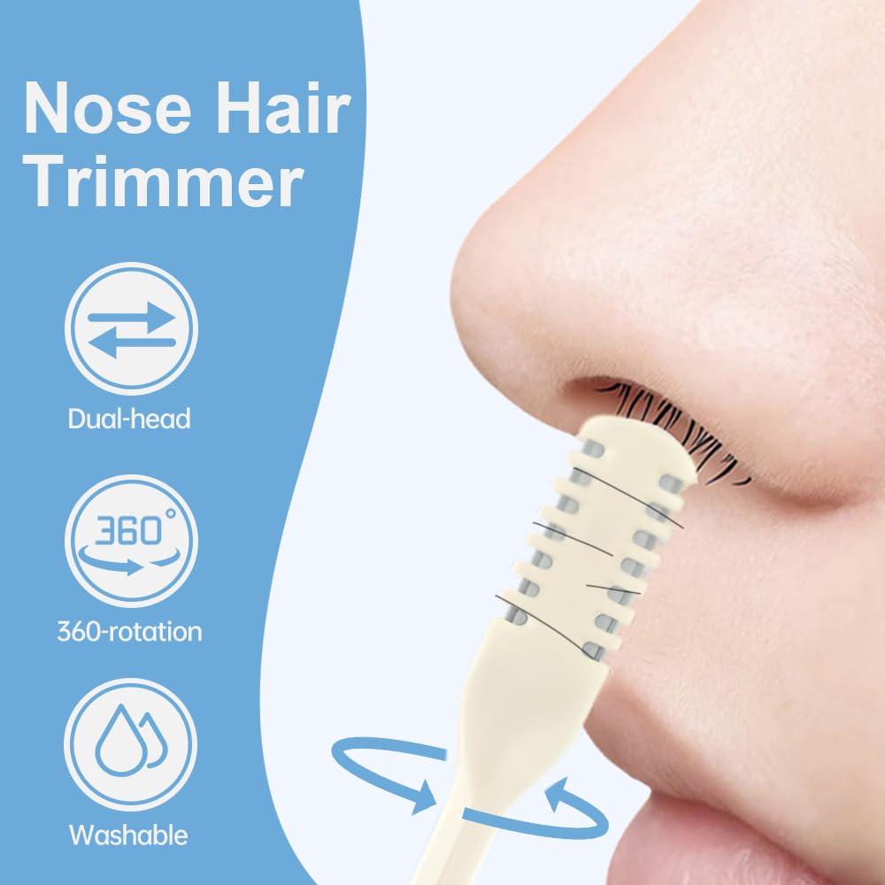 Upgraded Nasal Hair Cutter with Storage Box, 2026 2-in-1 360° Rotating Nostril Hair Removal Tool, Manual Nasal Hair Cutter, Nose Hair Trimmer Travel Essentials for Women Men (Beige)