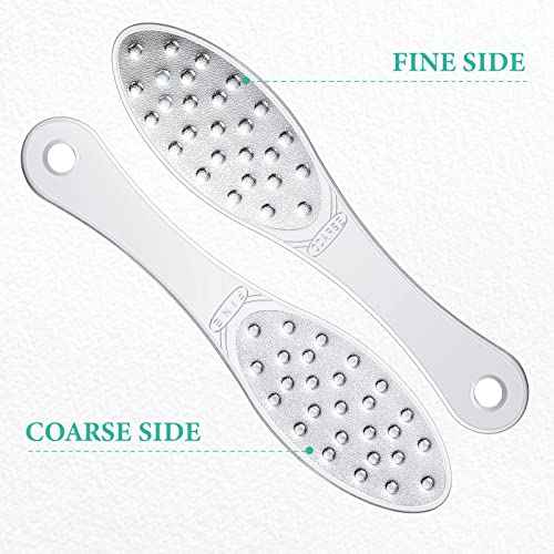 2 Pcs Stainless Steel Foot Scraper Metal Foot File Double Sided File Callus Remover Professional Feet Rasp Scrubber for Wet or Dry Skin Easy to Clean Pedicure Tool Heel