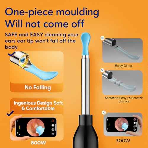 Ear Wax Removal - Earwax Remover Tool with 8 Pcs Ear Set, Ear Cleaner with 2400P HD Camera with 6 LED Lights, Built-in WiFi,Ear Cleaning Kit for iOS and Android