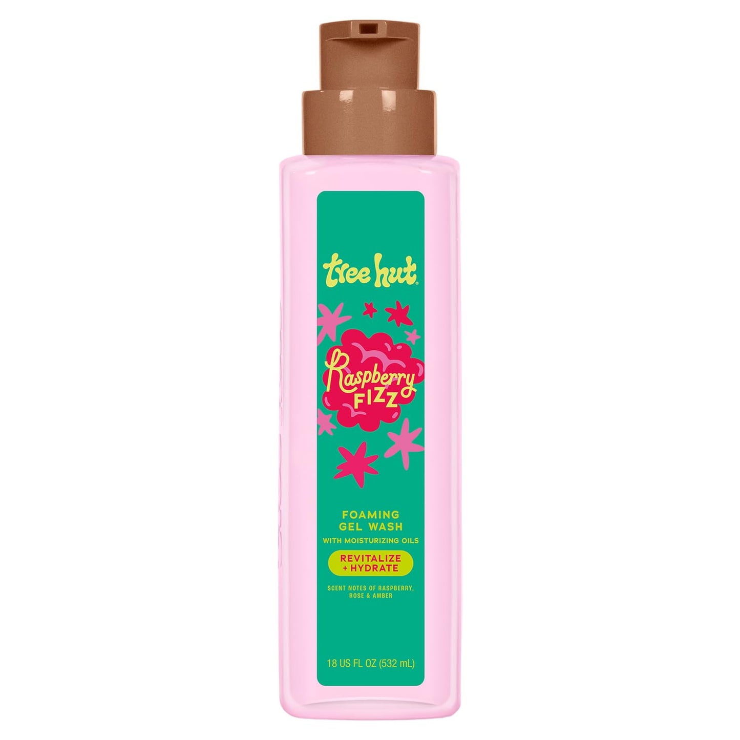 Tree Hut Raspberry Fizz Body Wash, Hydrating & Moisturizing Shower Gel with Shea Butter & Essential Oils, Soft Smooth Glowing Skin, Gentle Cleanser, Self Care Gifts for Women, Pump Bottle, 18 Fl Oz