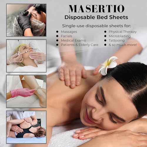 Disposable Massage Bed Cover - 60 Sheets Per Roll, Non-woven Material - Ideal for Spa, Tattoo, Waxing - No Crinkle Table Sheets - 31.5 x 71 Inches (2 Rolls)