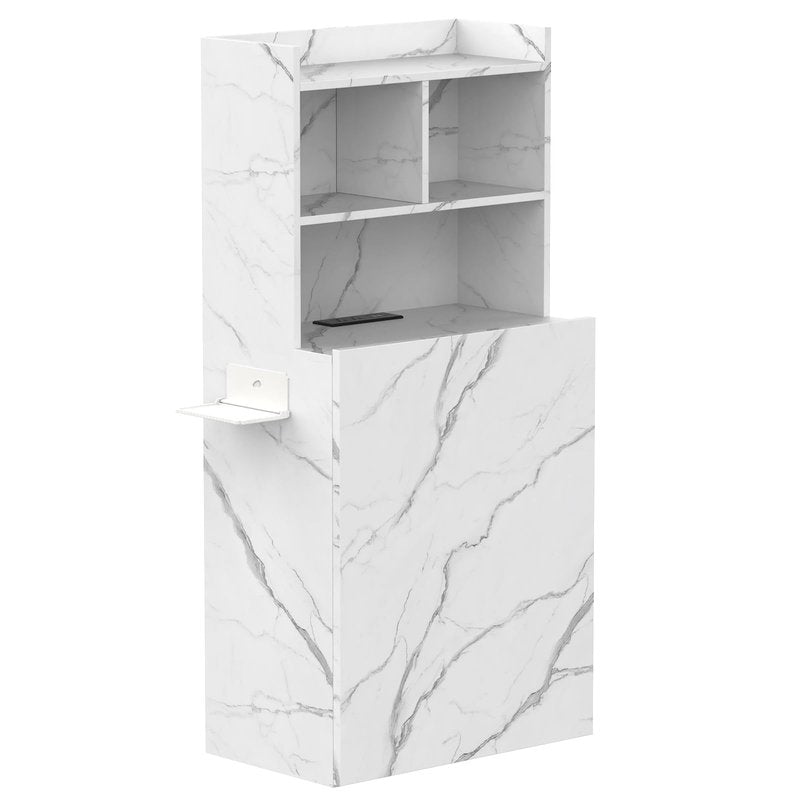 MOMOKOVA Foldable Manicure Table Nail Desk, Extendable Nail Station with Charging Station, Storage Shelf & Fabric Drawer, Wall Mount Nail Tech Table Modern Multipurpose Table for Home & Office, White