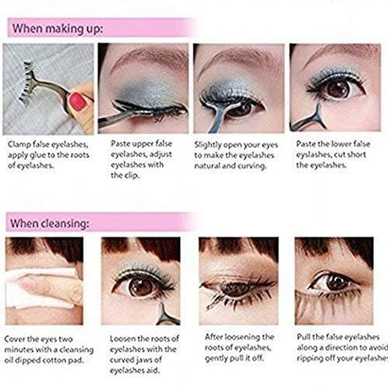 Skiennix False Eyelashes Applicator Tool - Precision Tweezers for Easy Eyelash Extensions | Black