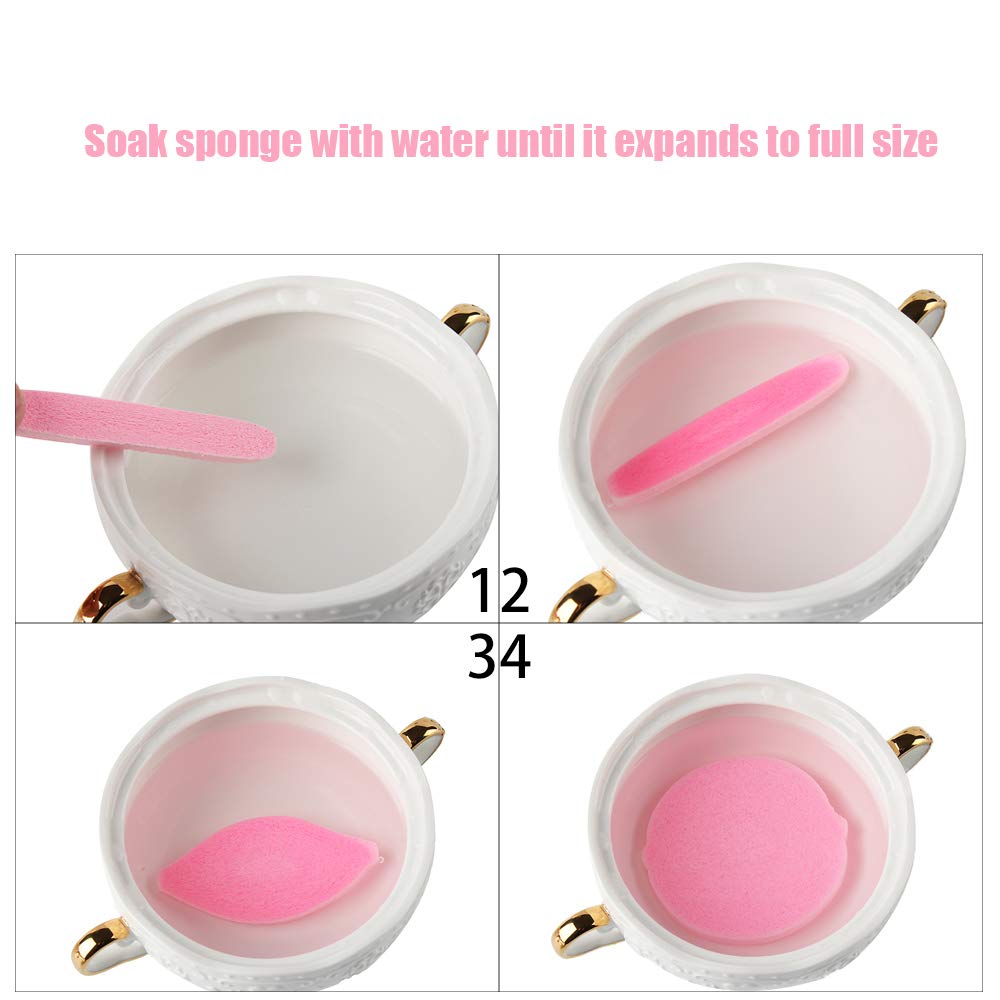 Tegelrying Facial Sponge Compressed,60 Pcs PVA Professional Makeup Removal Wash Round Face Sponges Spa Pads Exfoliating Cleansing for Women,Pink
