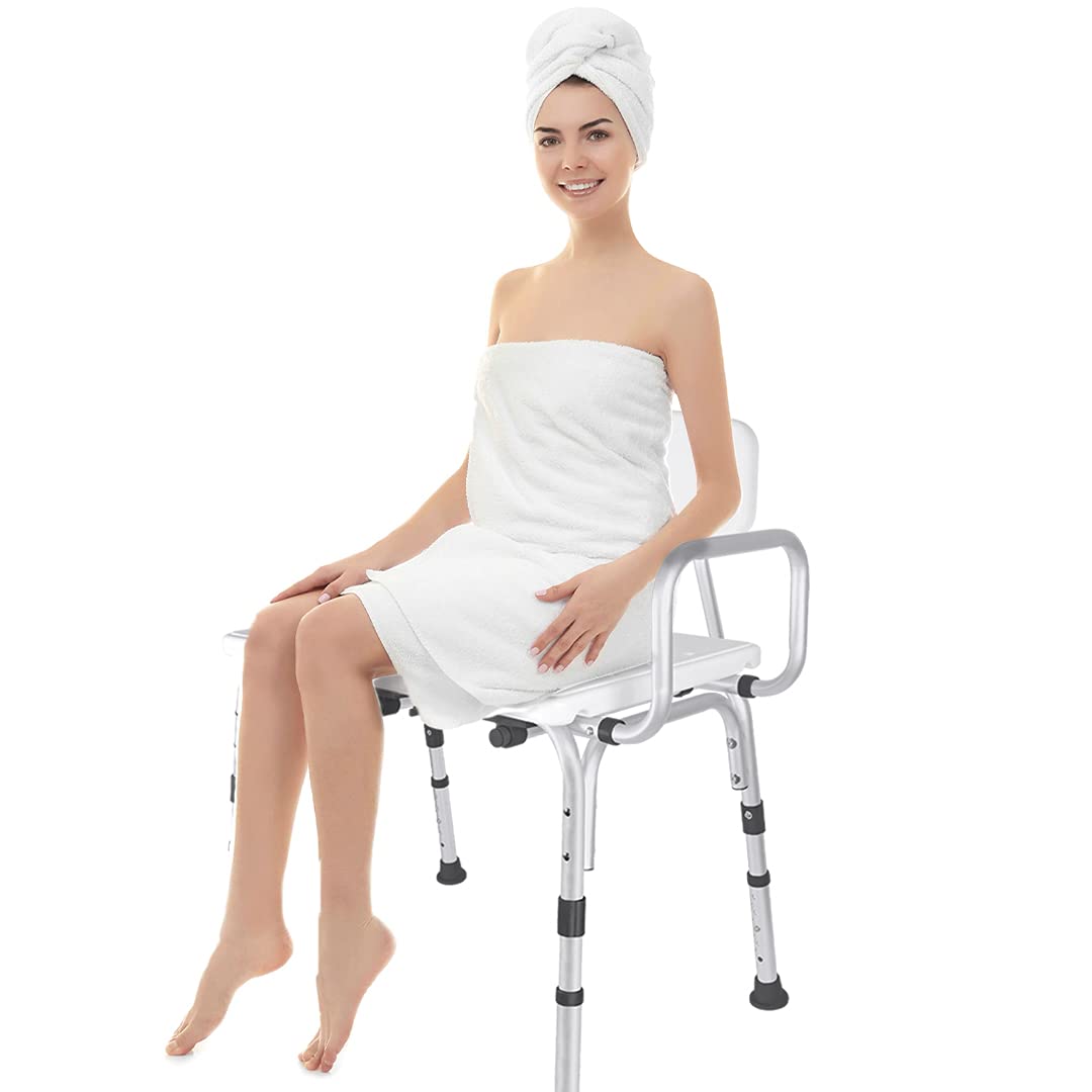 Vaunn Adjustable Shower Transfer Bench, Shower Chair for Adults and Seniors with Backrest
