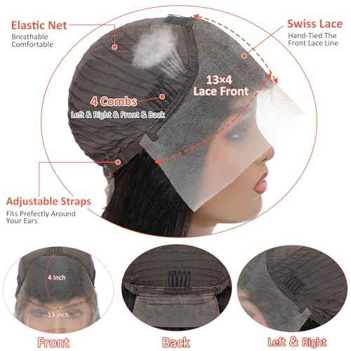 Deep Wave Lace Front Wigs Human Hair 13x4 HD Lace Frontal Wigs for Black Women 200 Density Glueless Wigs Pre Plucked with Baby Hair 18 Inch