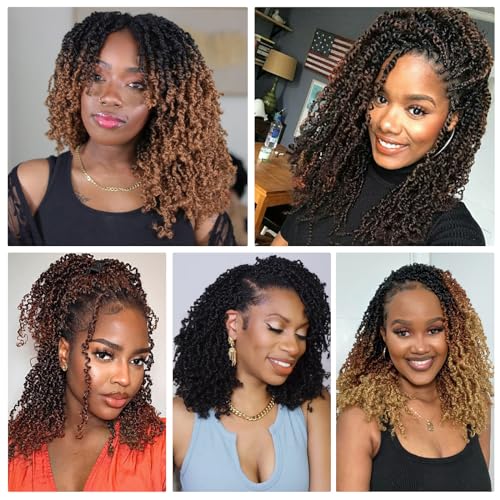 Yanky Twist Crochet Hair 16 Inch 8 Packs Crochet Yanky Twist Hair Spring Mini Twist Crochet Hair Extensions 1B Bohemian Passion Twist Braiding Hair for Black Women