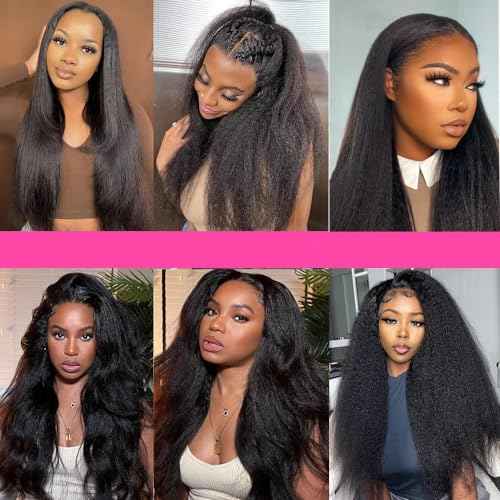 Kinky Straight Bundles Human Hair Natural Black Color Brazilian Unprocessed Virgin Hair 22 22 22 Inch Yaki Straight Bundles Human Hair