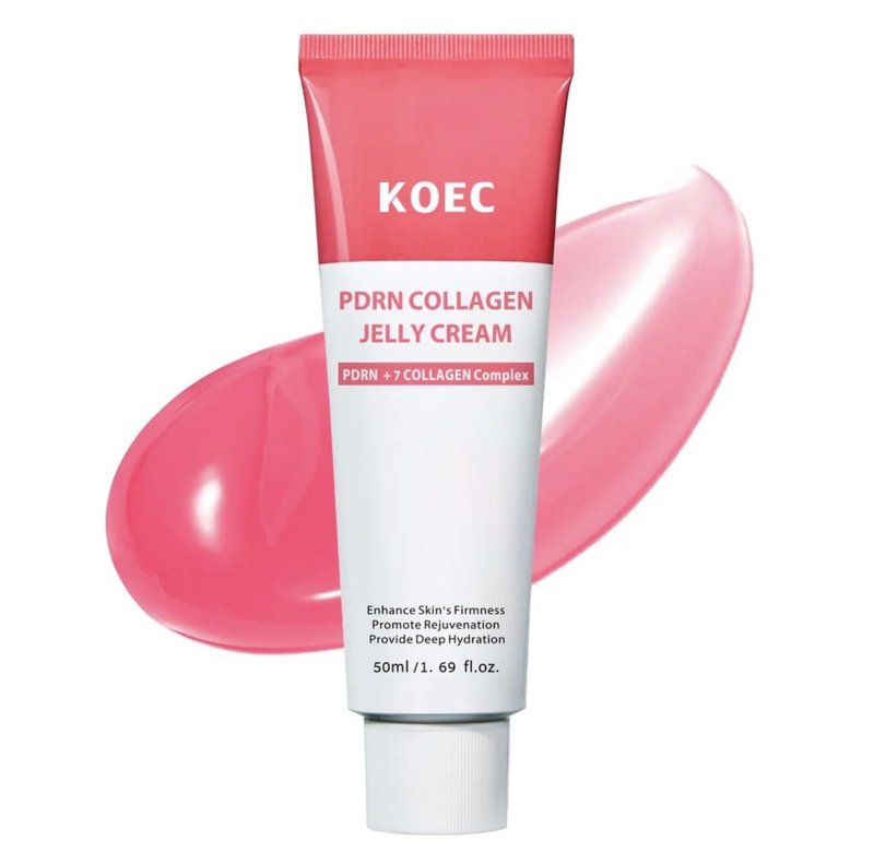 BEAUTIVANA KOEC PDRN Collagen Jelly Cream with 7 Collagen Complex,PDRN Pink Peptide Skincare for Deep Hydrating & Skin Elasticity & Firming Face Moisturizer,Glass Skin Glow 1.69 Fl Oz
