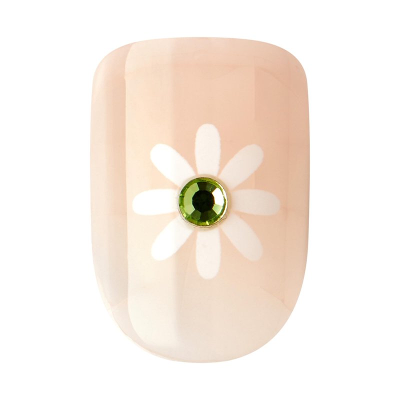 KISS Impress No Glue Mani 30 Pcs Press on Nails, Green French Tip with Flower Design, Squoval Shape, Simple Peel & Press Easy Apply, Hassle-Free Removal, Essential Tools Included