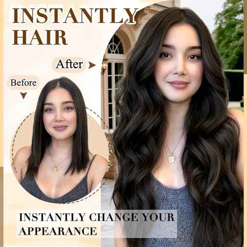 Clip in Hair Extensions Real Human Hair, 20 inch 105g, Balayage Invisible Remy Human hair Clip in Extensions for Women Seamless Straight 8Pcs Double Weft Natural Black