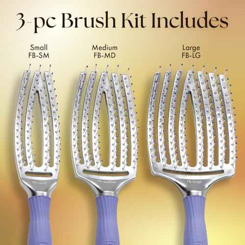 Olivia Garden Finger Brush Scalp-Hugging & Vented Paddle Hair Brush (3-Piece Kit)