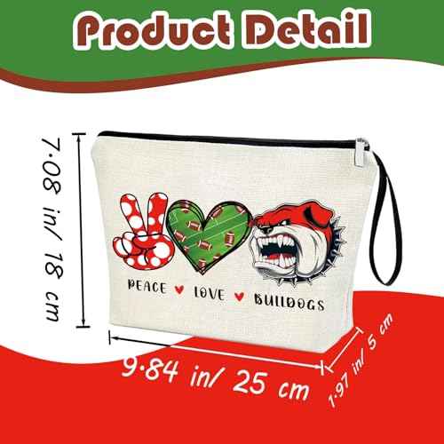 Bulldogs Lover Gift Makeup Bag Gift for Bulldogs Lover Football Basketball Sports Gift Merch Bulldog Spirit Peace Love Bulldogs