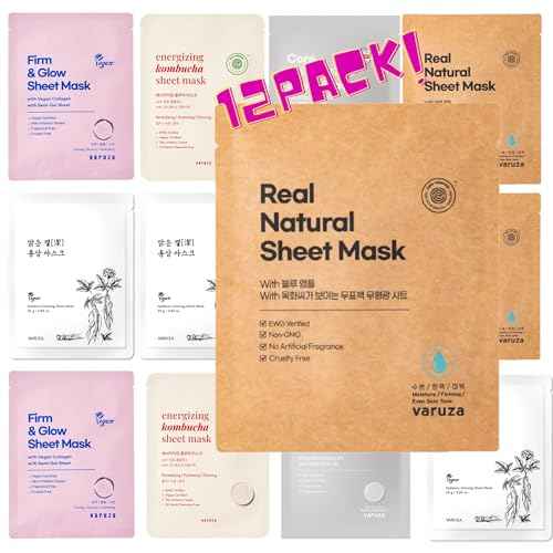 Best Collection ? Premium Vegan Korean Sheet Mask Set (12 Sheets) | Firming, Hydration & Glow | Clean Beauty, EWG & Vegan Certified
