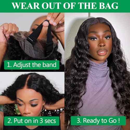 20 Inch Glueless Wigs Human Hair Deep Wave Lace Front Wigs Human Hair 180% Density Pre Plucked Pre Cut Glueless Wig 7x5 Lace Closure Deep Curly Human Hair Wigs for Women