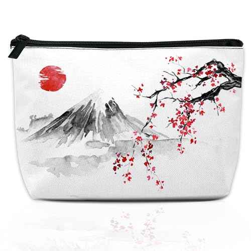 Makeup Bag Japanese Cherry Blossom Cosmetic Bag for Women, Sun Fuji Mount Travel Small Bag for Purse, Pouch for Toiletries Water Resistant Gift 9.5¡¿5.9 Inch