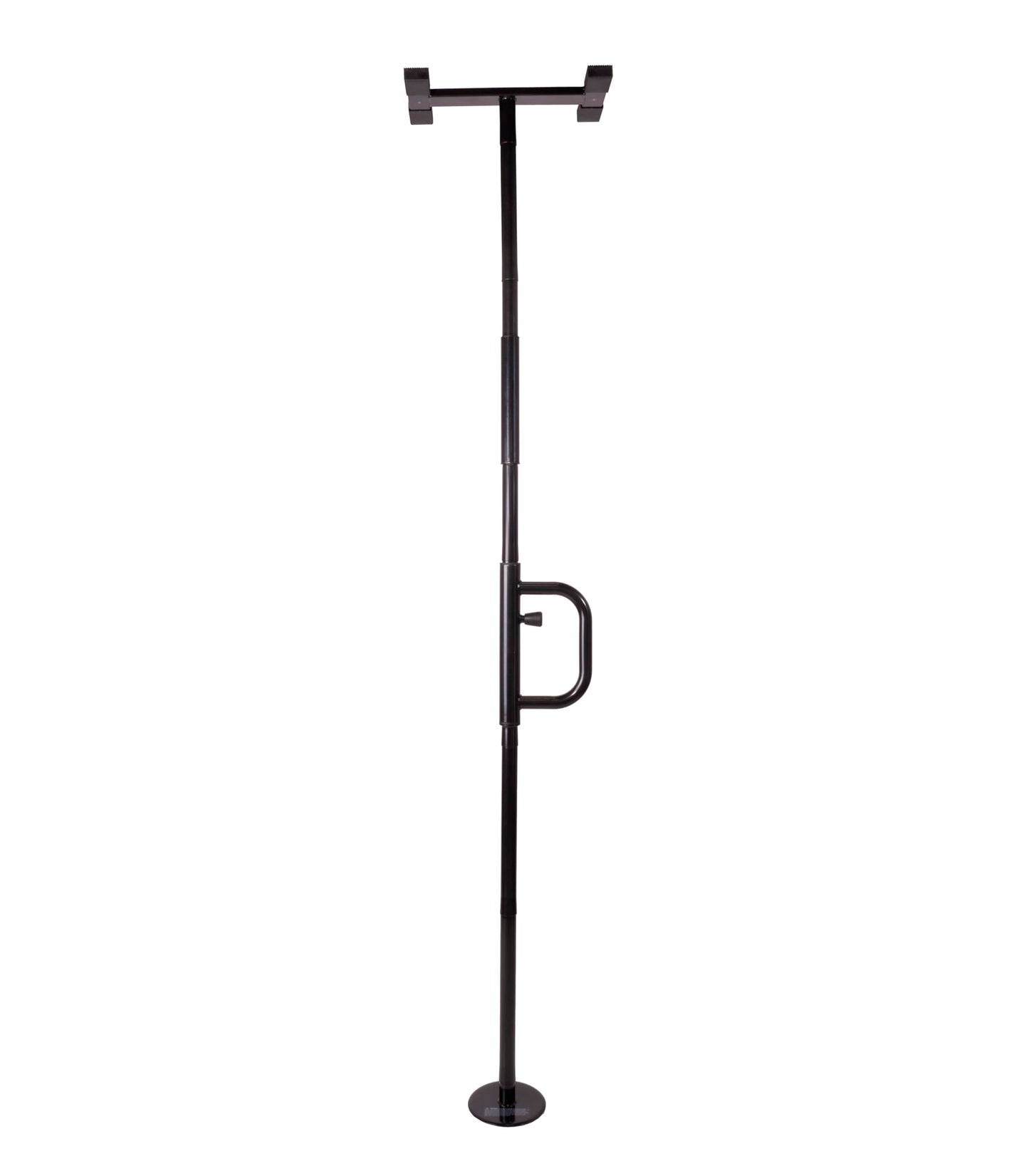 Stander Security Pole and Curve Grab Bar, Elderly Tension Mounted Floor to Ceiling Transfer Pole, Bathroom Safety Assist and Stability Rail, Metallic Black