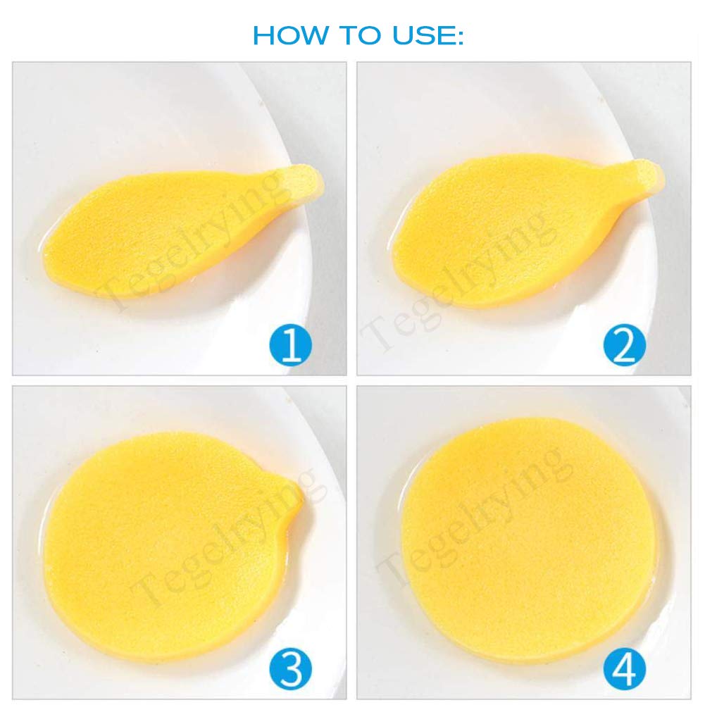 Tegelrying Facial Sponge Compressed,60 Pcs PVA Professional Makeup Removal Wash Round Face Sponges Spa Pads Exfoliating Cleansing for Women,Yellow