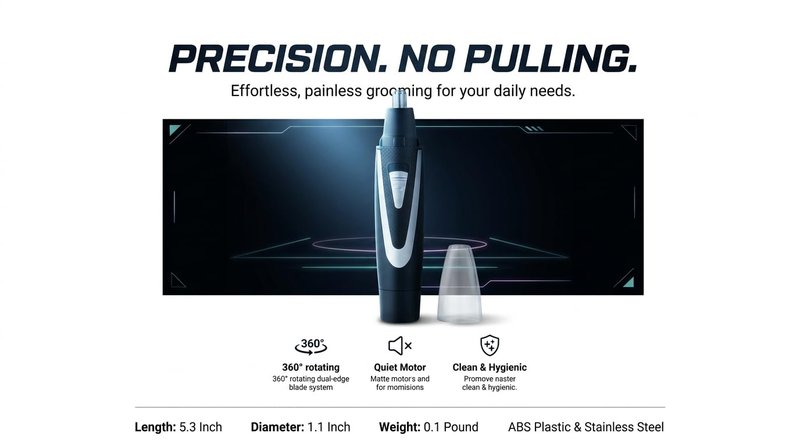 Ear and Nose Hair Trimmer Clippers: 2026 Professional Painless Eyebrow & Facial Hair Trimmers Remover for Men Women, Battery Operated Nasal Clipper, Dual Edge Waterproof Blades for Easy Clean, Black
