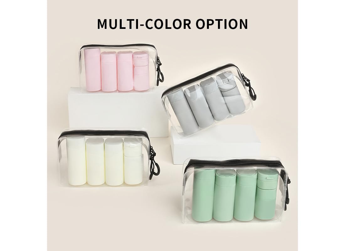 Sprigold 5 Pack Brief and Fashion Travel Bottles TSA Approved, BPA Free Travel Size Travel Containers Refillable Squeeze Bottles for Cosmetic Shampoo Cream Conditioner Lotion Soap… (Nordic green)
