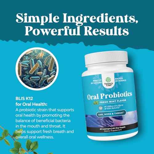 Oral Probiotics for Teeth and Gums - Minty Fresh BLIS K12 Oral Probiotics for Mouth Bad Breath Dry Mouth and Dental Health Support with 3 Billion CFU - Chewable Xylitol Lozenges Mint Flavor (3 Pack)