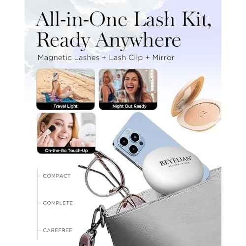 BEYELIAN Portable Magnetic Eyelashes with Applicator, Upgrade Soft Magnetic Lashes No Glue Needed Magnetic Eyelashes Natural Look, Reusable, Fales Eyelashes for Eye YT25 (All-In-One & Comfortable)