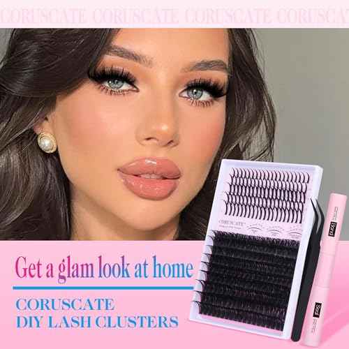 Lash Clusters Kit 100D Long Lash Spikes Lash Extension Kit Thick Eyelash Clusters Volume Individual Lashes Kit Mega Cluster Eyelash Extensions Strip Lashes DIY Spiky Lash Bond and Seal by CORUSCATE