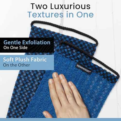 Japanese Exfoliating Washcloth for Back & Body - Charcoal & Silver Ion Exfoliating Towel - Two-Sided Gentle Exfoliation