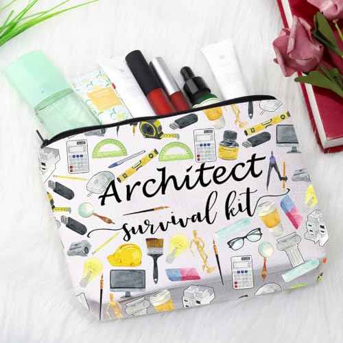GJTIM Architecture Student Gift Survival Kit Zipper Pouch Makeup Bag for Architects (Survival Architect 2 Bag)