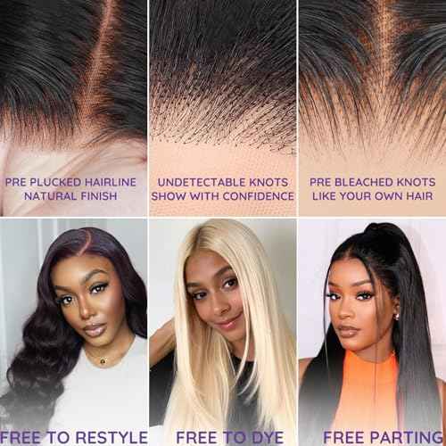 13x6 Lace Front Human Hair Wig, 100% Human Hair 180 Density, HD Lace Frontal Wig, Pre-Plucked Glueless Wigs, 26inch