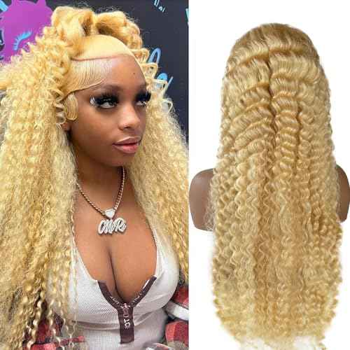 Licoville Blonde Lace Front Wig Human Hair Pre Plucked Curly Blonde Wig HD Transparent Deep Wave 613 13x6 Lace Front Wigs Human Hair 180% Density 28 Inch 613 Frontal Wigs for Black Women