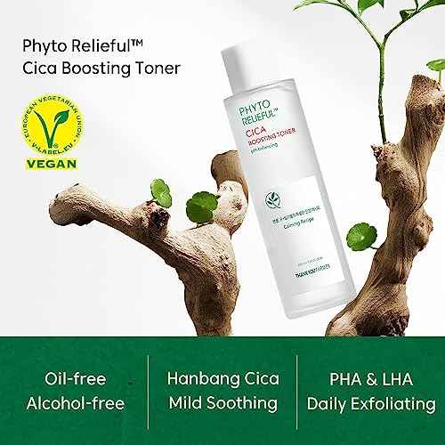 THANKYOU FARMER Phyto Relieful CICA PHA LHA Boosting Toner 7.03 fl oz (200ml), Dermatologist Tested, Alcohol-Free Liquid Exfoliant for Face, Oil-Free Hydrating Toner, Vegan, Fragrance-Free