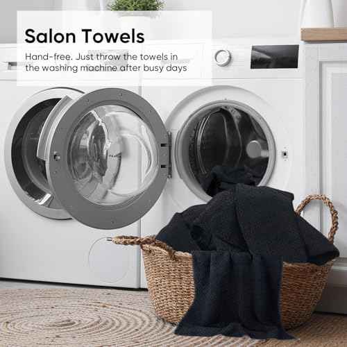 HOMEXCEL Soft Salon Towels 24 Pack, (16 x 27 Inches) Microfiber Highly Absorbent Barber Towel, Black Fast Dry Hand Towels for Salons, Gym, Spa, Pool, Massage Parlors and Personal Use