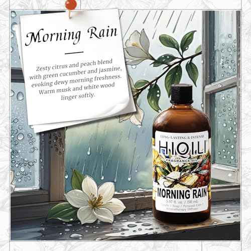 HIQILI Morning Rain Fragrance Oil for Soap, Candle & Hair Conditioner Making, Fresh Scent for Home, Car Diffuser - 5.07 Fl Oz
