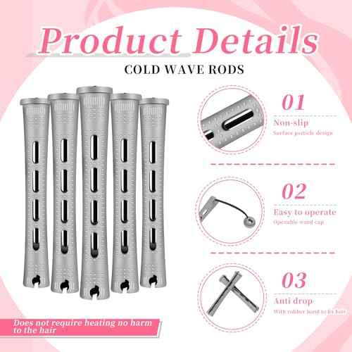 Tigeen 200 Pcs Perm Rods for Natural Hair Plastic Hair Rollers, No-Heat Small Curling Rods Cold Wave Rod for Women DIY Styling Hairdressing Tools (0.59 Inch,Grey)