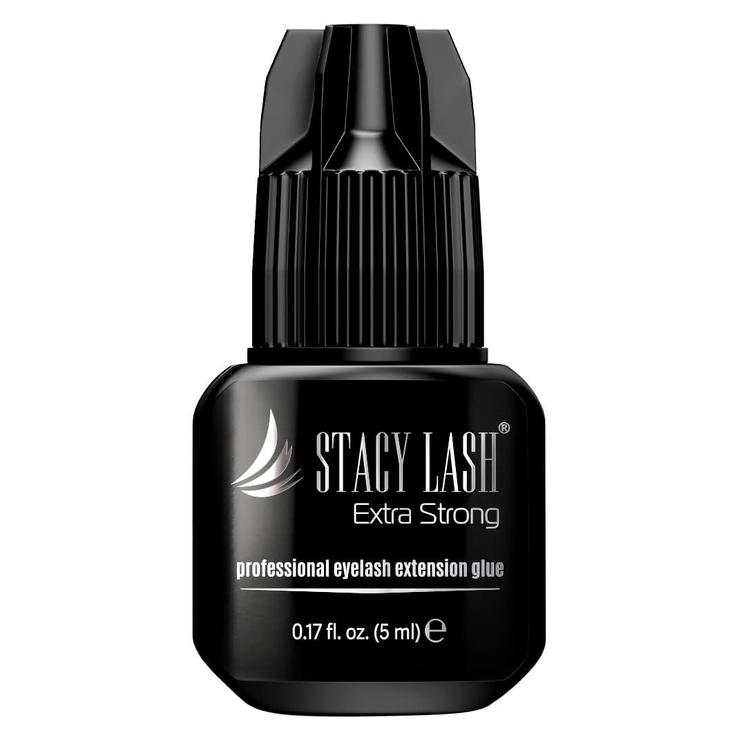 STACY LASH Extra Strong Lash Extension Glue (0.17fl.oz / 5ml) / 0.5-1 Sec Dry/Retention – 8 Weeks/Black Adhesive/Professional Supplies for Eye Lash Extensions
