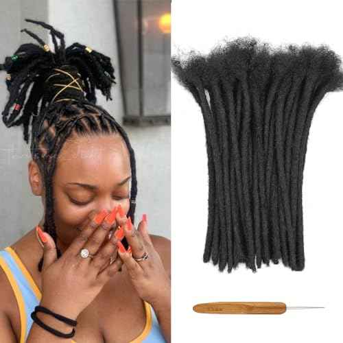 0.8cm Width 12 Inch 30 Strands 100% Human Hair Dreadlock Extensions for Men/Women/Kids 0.8cm Width Full Hand-made Permanent Dread Loc Extensions Human Hair Can be Dyed and Bleached