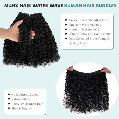 3C4A Burmese Curly Human Hair Bundles 16 18 20 Inch 3Pcs Water Wave Bundles Unprocessed Raw Hair Extension Double Weft Full End Quick Weave Bundles
