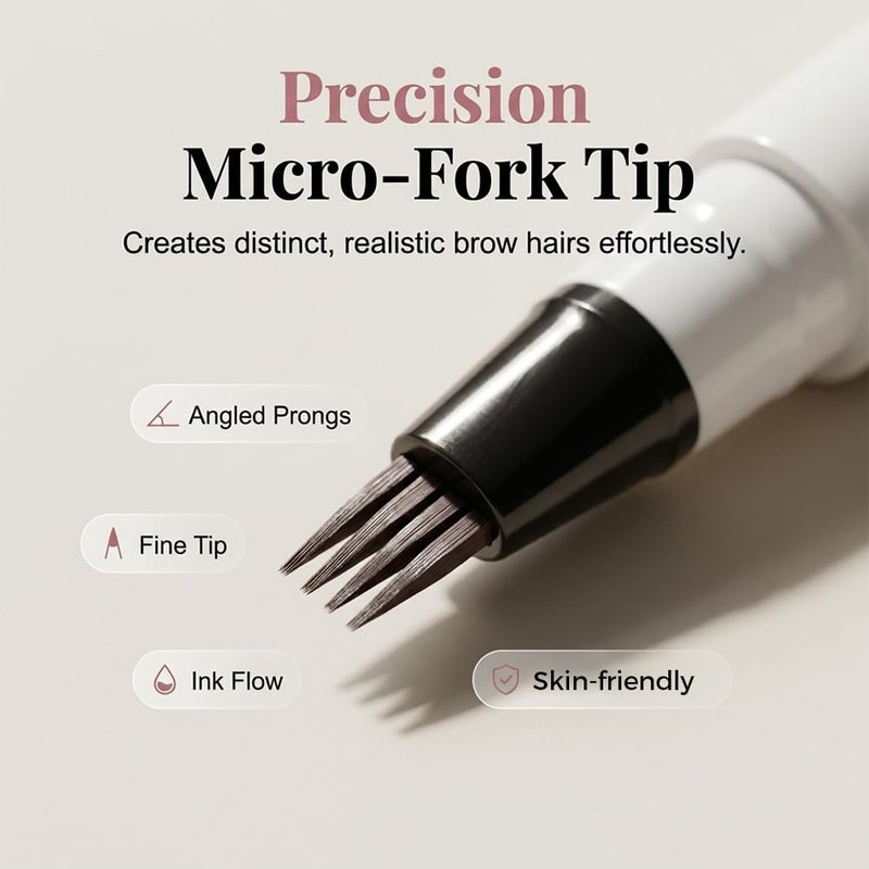 Microblading Eyebrow Pen, 2026 New 4-Tip 3D Eyebrow Pencil, Waterproof Long-Lasting Fine Stroke Contouring Pen, Natural Microblading Brow Pen for Daily Makeup (Dark Brown)