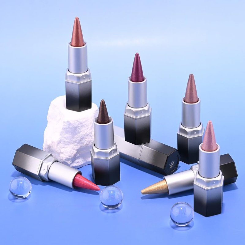 evpct Shimmery Metallic Lip Liner and Lipstick Combo, Cone Tip Lip Crayon for Women Long Lasting Waterproof, Metal Shinny Hydrating Lipstick Makeup, Glitter Lips Liner Pencil for Shimmery Shade