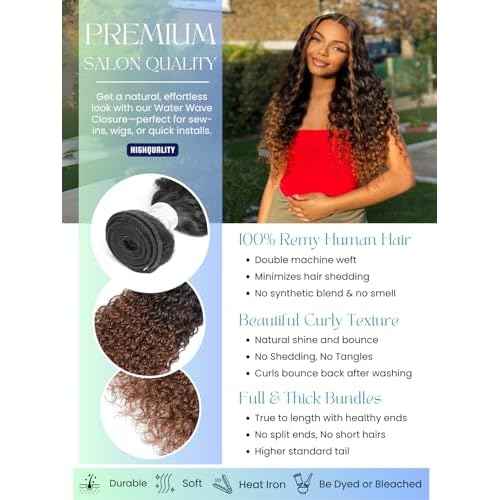 12A Brown Ombre Human Hair Bundles Water Wave 24 Inch, Chestnut Ombre Brown Wet n Wavy Single Bundle with Dark Roots 3 Tone Color #T1B/2/30 Thick Sew In Weave Remy Hair Keep Soft After Washes