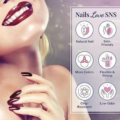 SNS Nail Dip Powder, Gelous Color Dipping Powder - Midnight Serenade (Wine), EE01 - Long-Lasting Acrylic Nail Color & Polish Lasts 14 Days - Low-Odor & No UV Lamp - 1.5 Oz