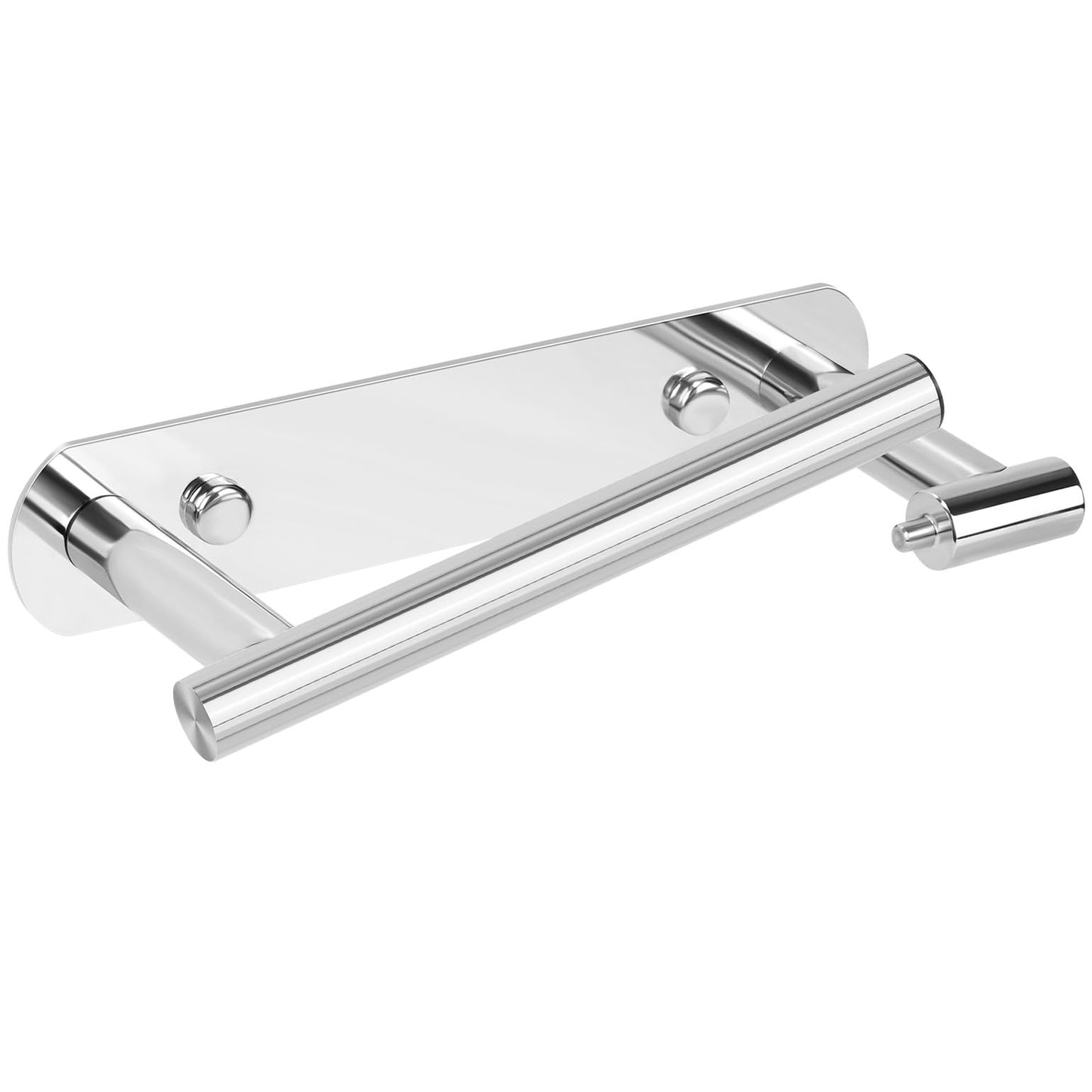 YUET Toilet Roll Holder, Self Adhesive or Screw In Wall Mounted Options, Double Post Pivoting Tissue Roll Holder, Stainless Steel Rustproof Stick On No Drilling Wall Mount for Bathroom Poilshed Chrome